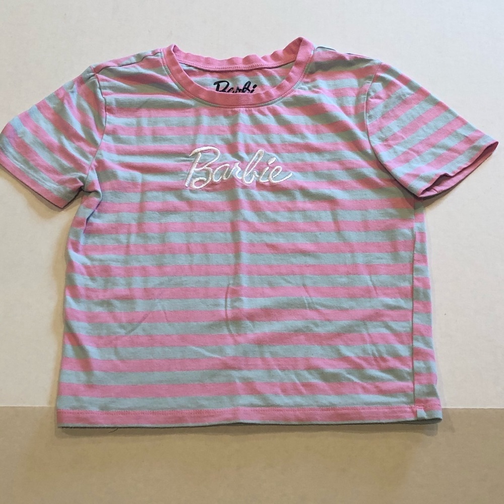 BARBIE  baby pink and blue stripe shirt